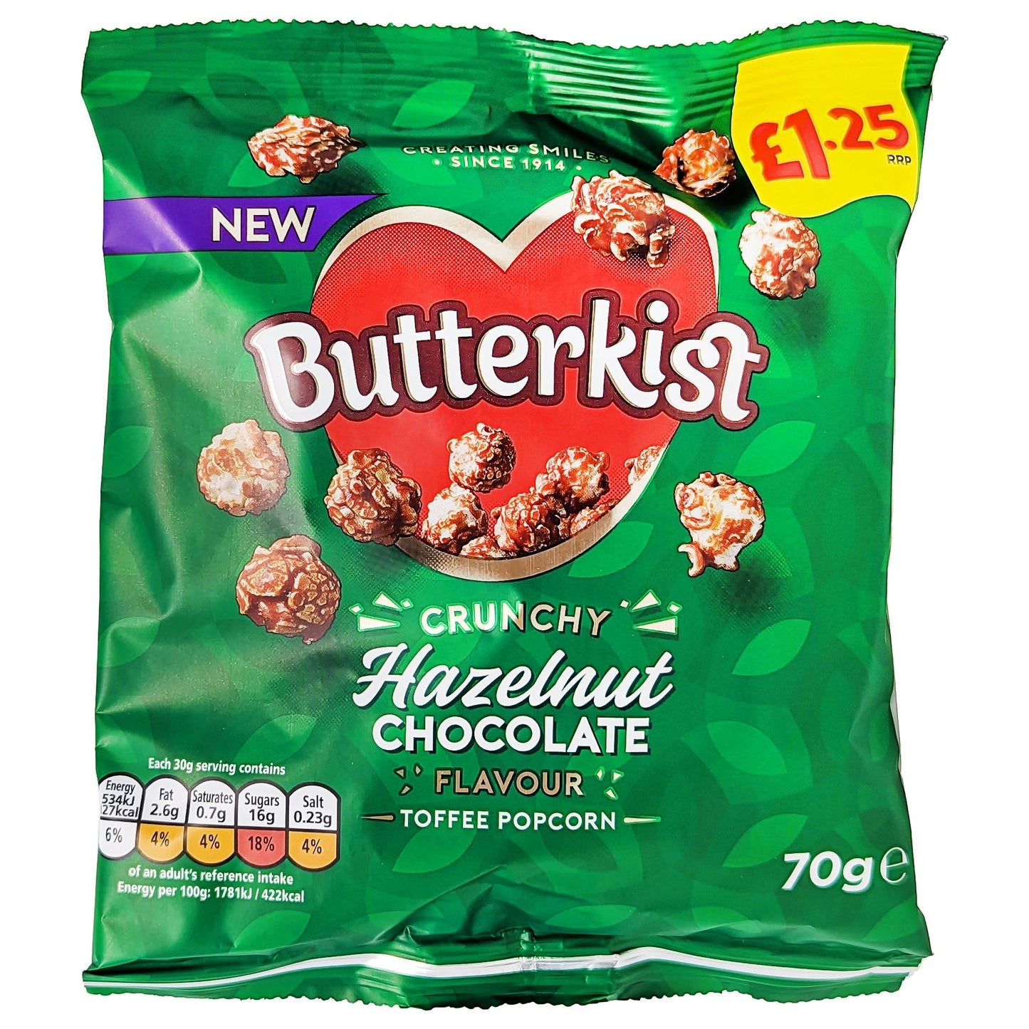 Butterkist Hazelnut Chocolate Flavour Toffee Popcorn 70g