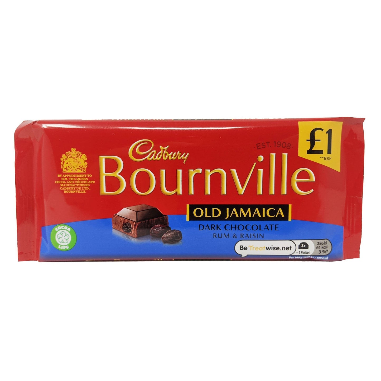 Cadbury Bournville Old Jamaica Dark Chocolate Rum & Raisin 100g