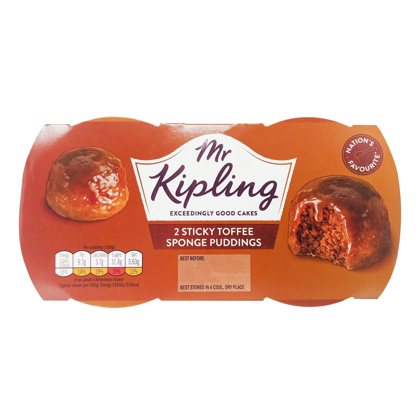 Mr Kipling 2 Sticky Toffee Sponge Puddings (2 x 95g)