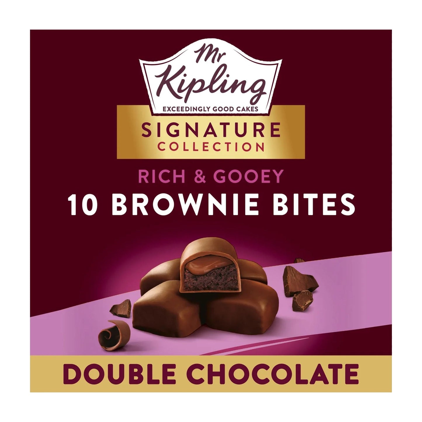Mr Kipling Signature Double Chocolate Gooey Brownie Bites 10 Pack 150g