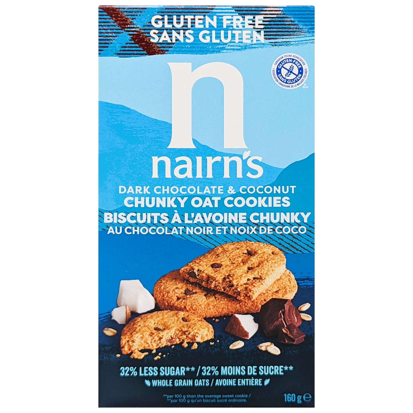 Nairn's Gluten Free Dark Chocolate & Coconut Chunky Oat Cookies 160g