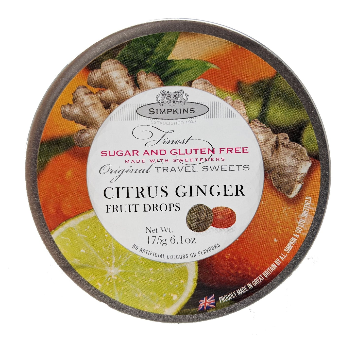 Simpkins Citrus Ginger Fruit Drops Sugar & Gluten Free 175g