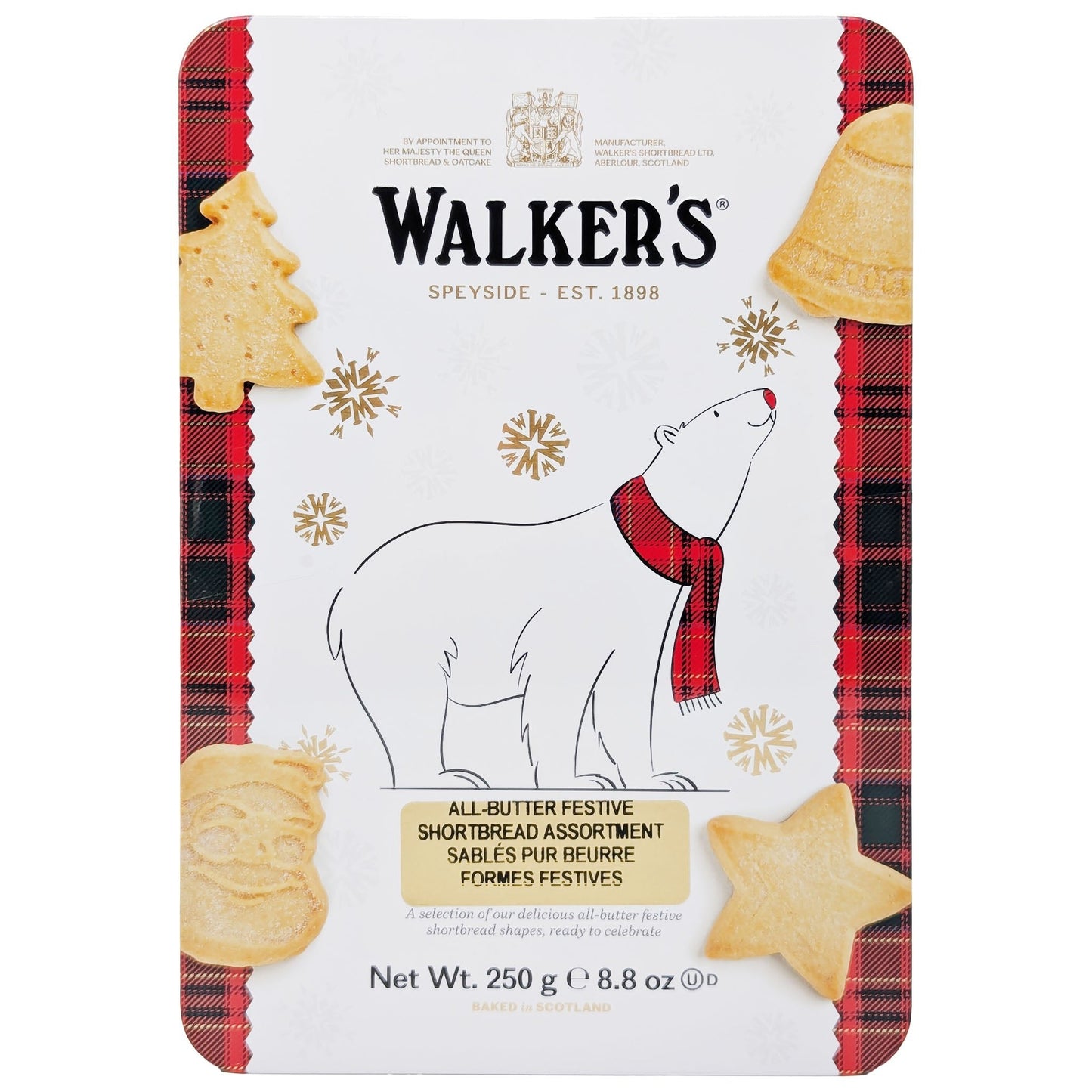 Walker's Pure Butter Shortbread Festive Shapes Polar Bear Tin 250g
