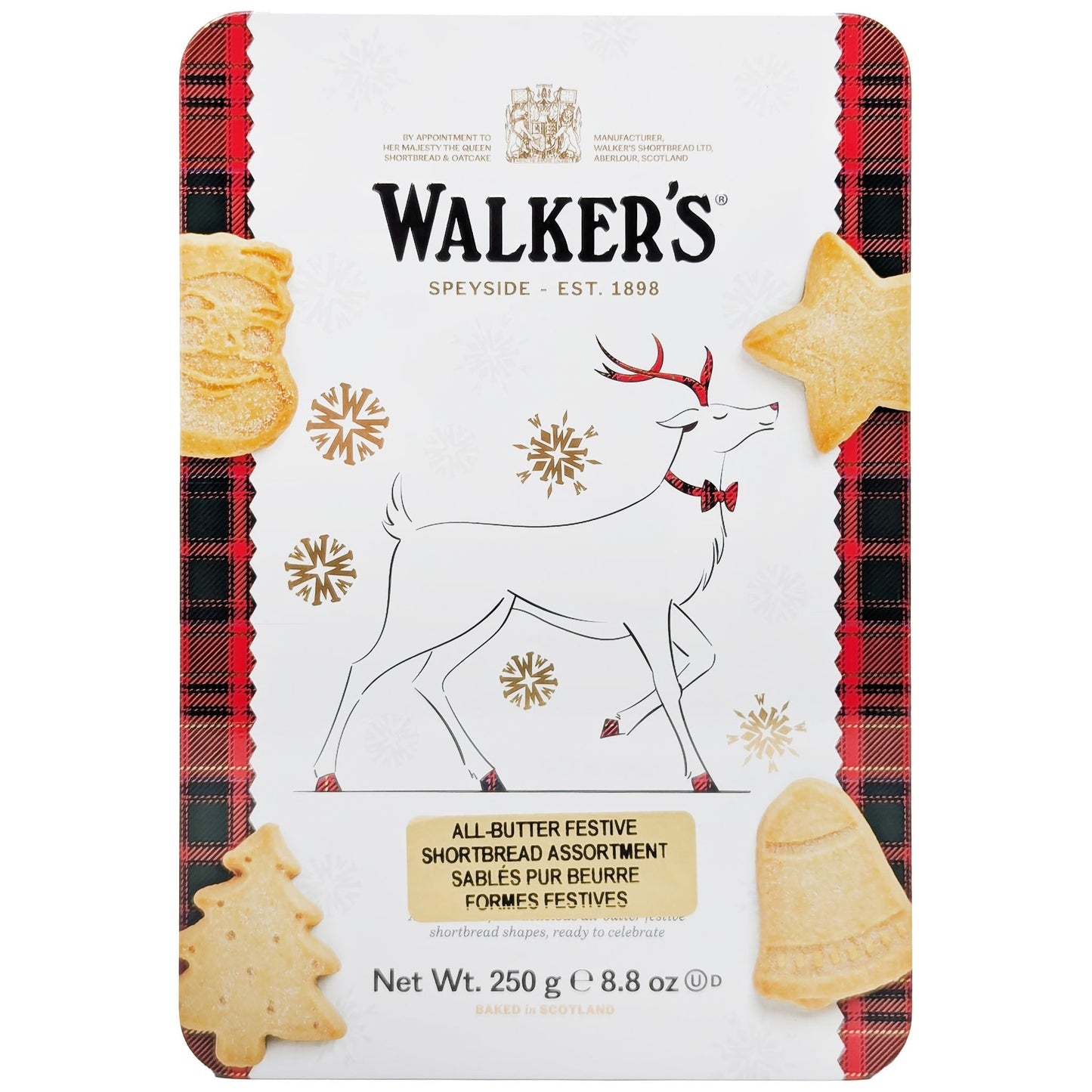Walker's Pure Butter Shortbread Festive Shapes Reindeer Tin 250g