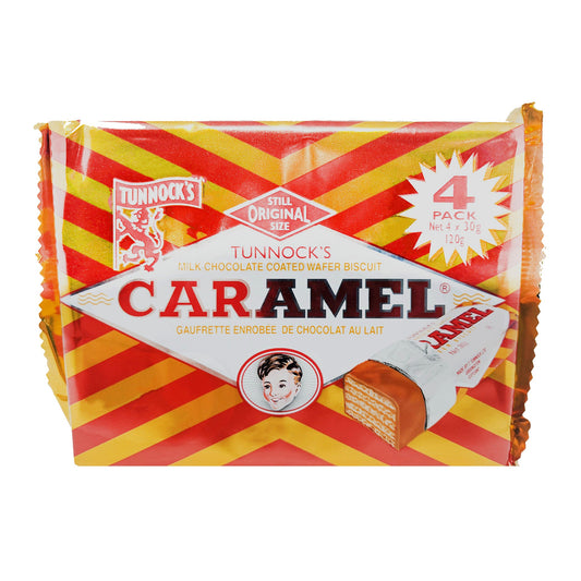 Tunnock's Milk Chocolate Caramel Wafer Biscuits 4 Pack (4 x 30g)