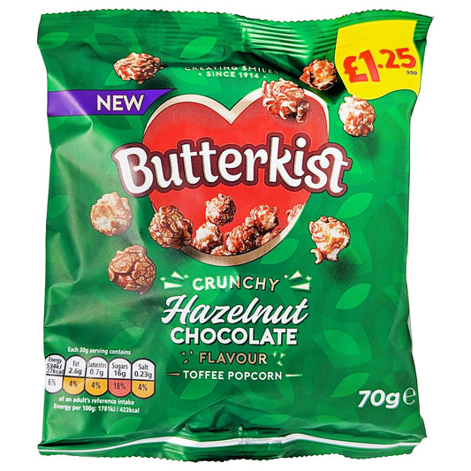 Butterkist Hazelnut Chocolate Flavour Toffee Popcorn 70g