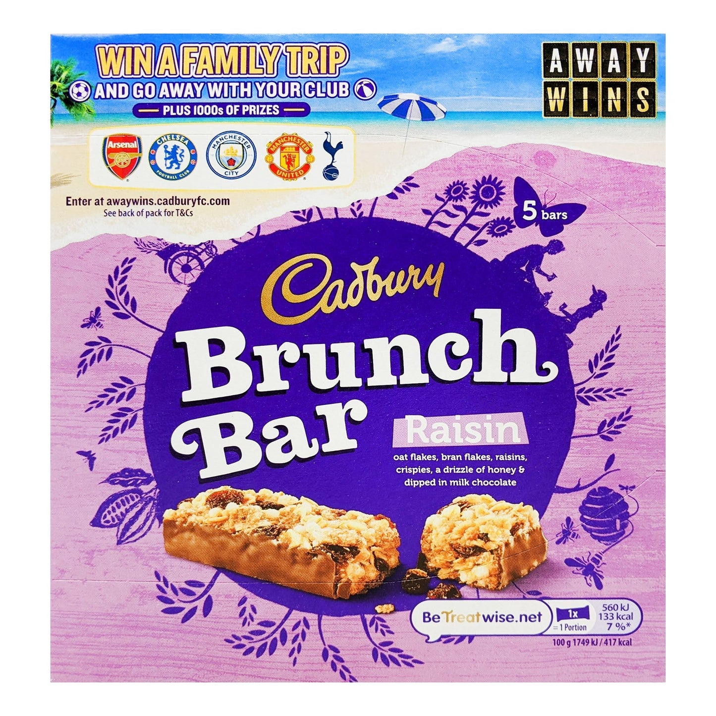 Cadbury Brunch Bar Raisin 5 Pack 140g