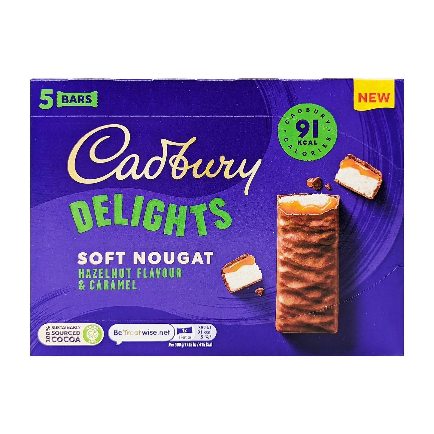 Cadbury Delights Soft Nougat Hazelnut Flavour & Caramel 110g
