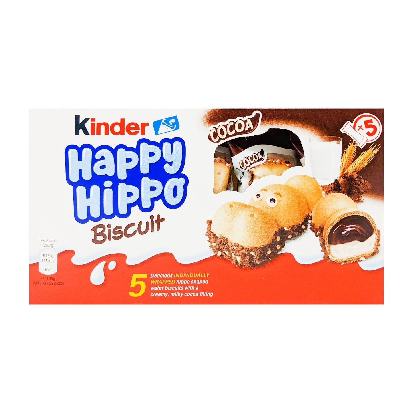 Kinder Happy Hippo Cocoa Biscuit 5 Pack (5 x 20.7g)
