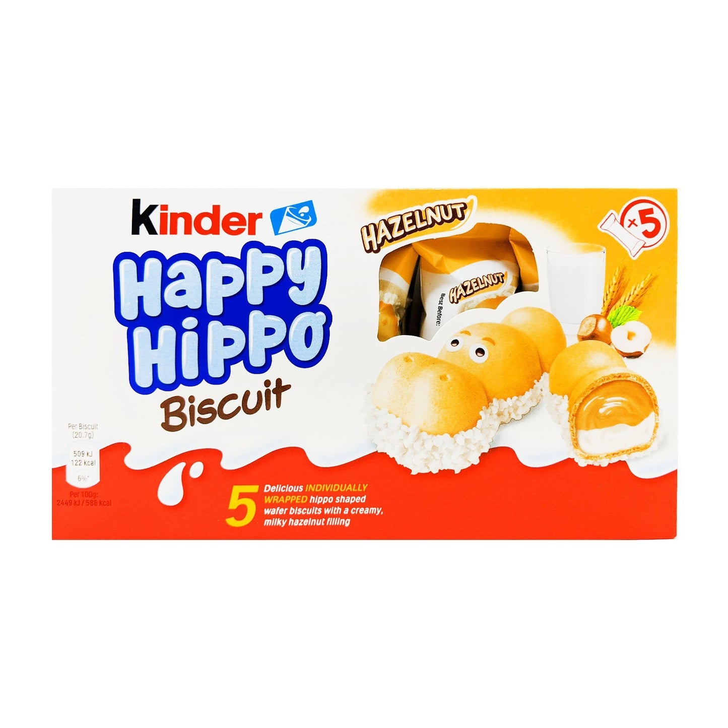 Kinder Happy Hippo Hazelnut Biscuit 5 Pack (5 x 20.7g)