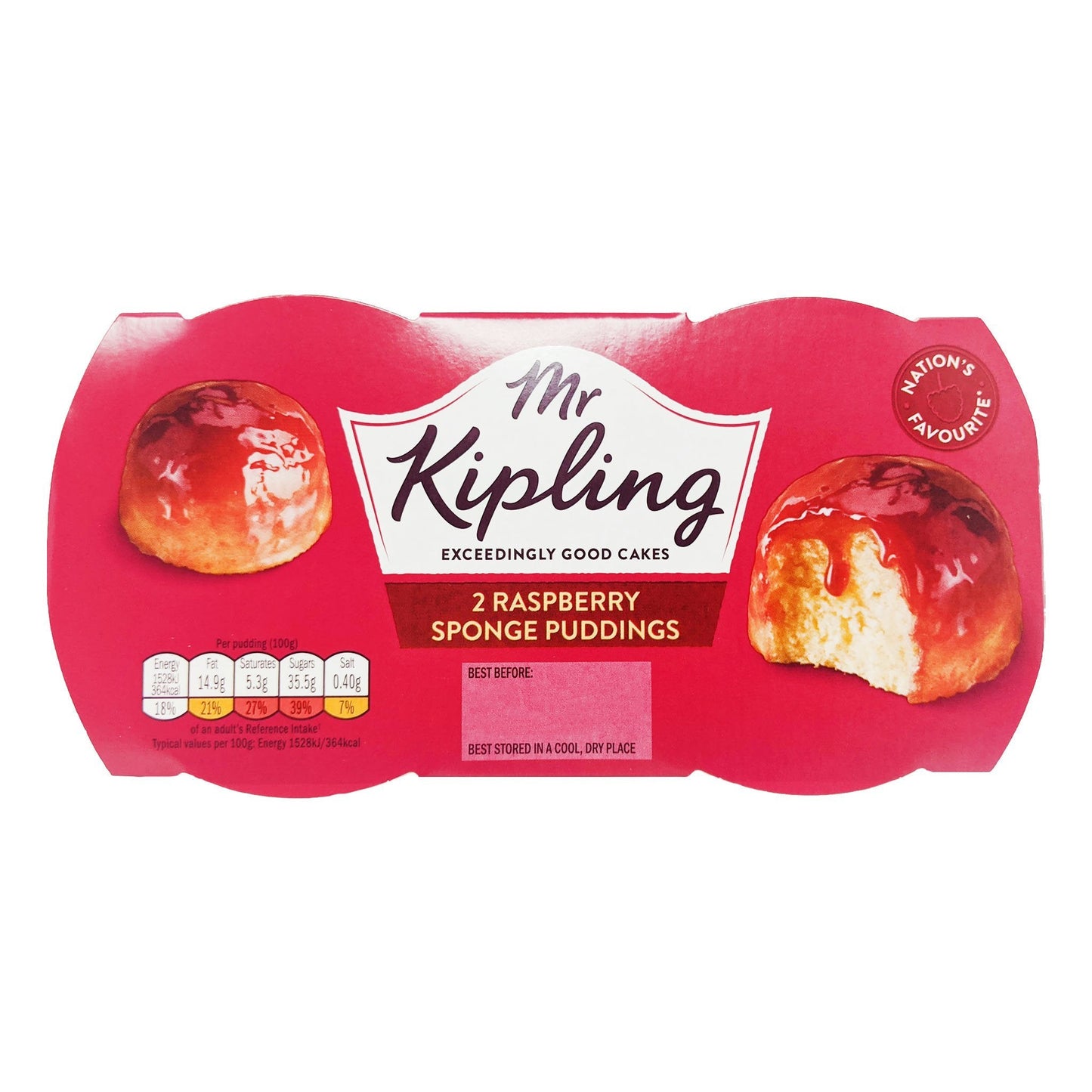 Mr Kipling 2 Raspberry Sponge Puddings (2 x 95g)
