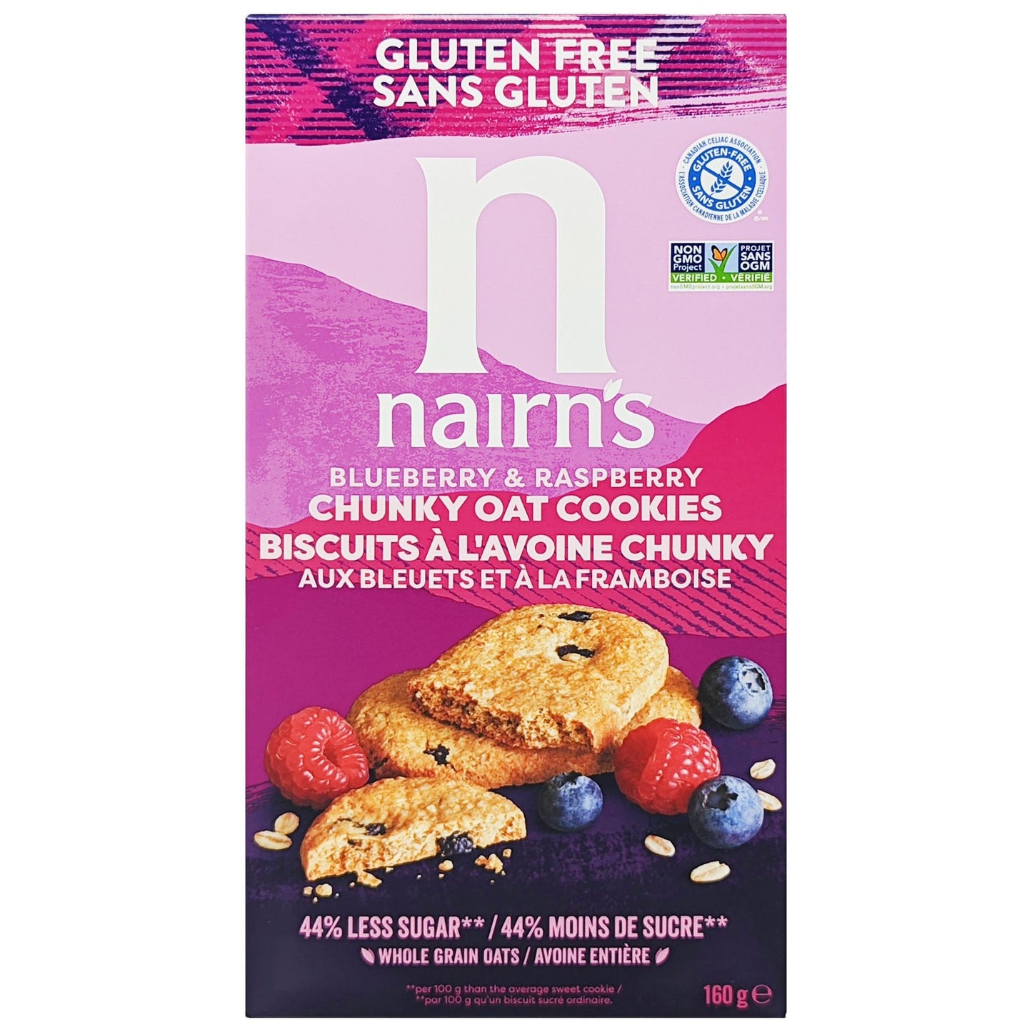 Nairn's Gluten Free Blueberry & Raspberry Chunky Oat Cookies 160g