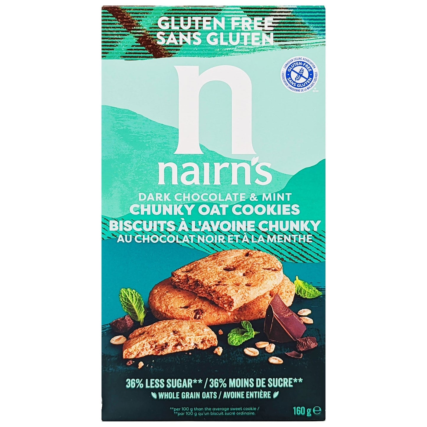 Nairn's Gluten Free Dark Chocolate & Mint Chunky Oat Cookies 160g
