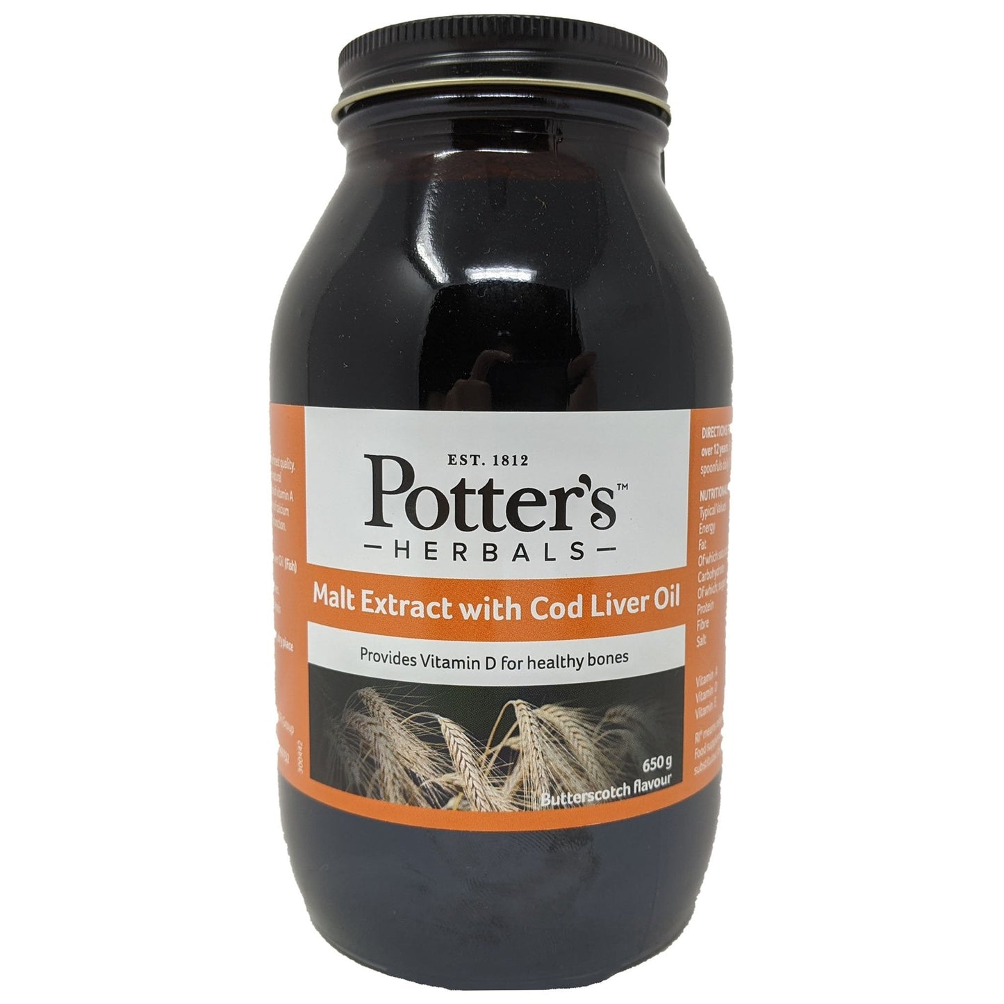 Potter's Herbals Malt Extract with Cod Liver Oil Butterscotch Flavour 650g