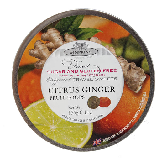 Simpkins Citrus Ginger Fruit Drops Sugar & Gluten Free 175g