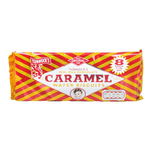 Tunnock's Milk Chocolate Caramel Wafer Biscuits 8 Pack (8 x 30g)