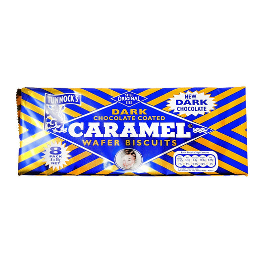 Tunnock's Dark Chocolate Caramel Wafer Biscuits 8 Pack (8 x 30g)