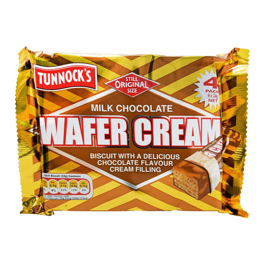 Tunnock's Milk Chocolate Wafer Cream 4 Pack (4 x 24g)