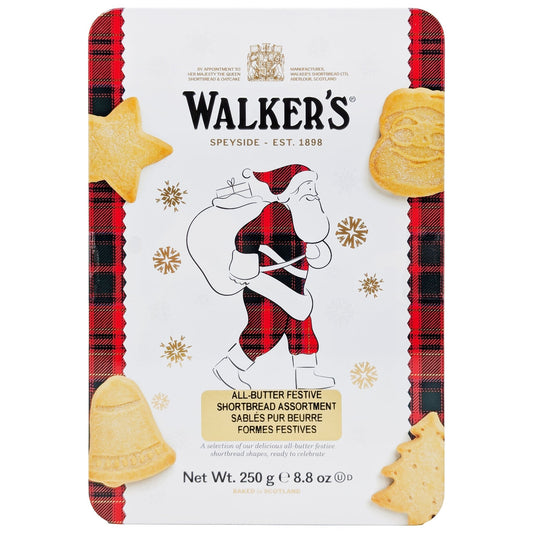 Walker's All-Butter Festive Shortbread Assortment Santa Tin 250g