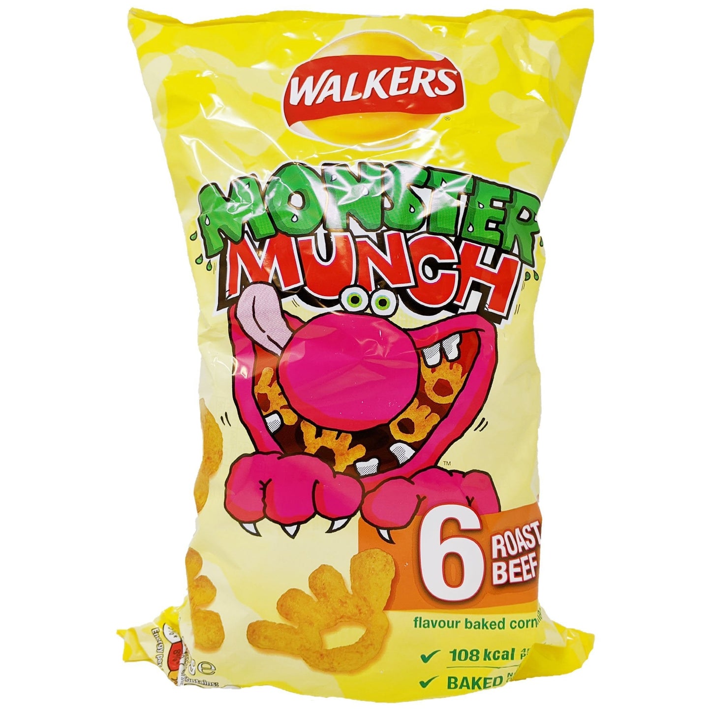 Walker's Monster Munch Roast Beef 6 Pack (6 x 22g)