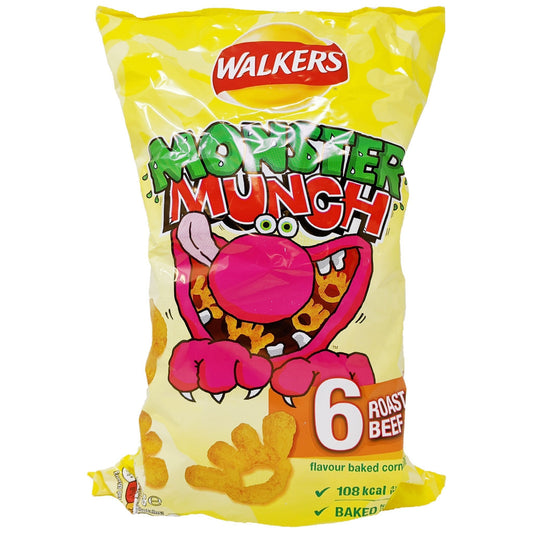 Walker's Monster Munch Roast Beef 6 Pack (6 x 22g)