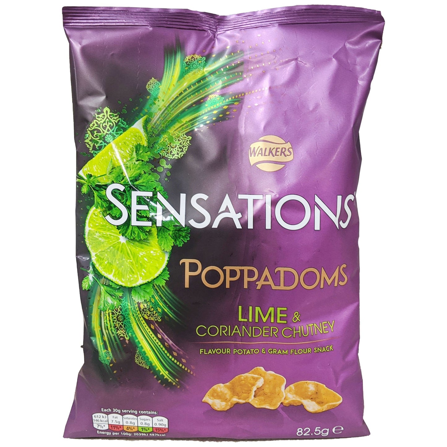 Walker's Sensations Poppadoms Lime & Coriander Chutney 82.5g